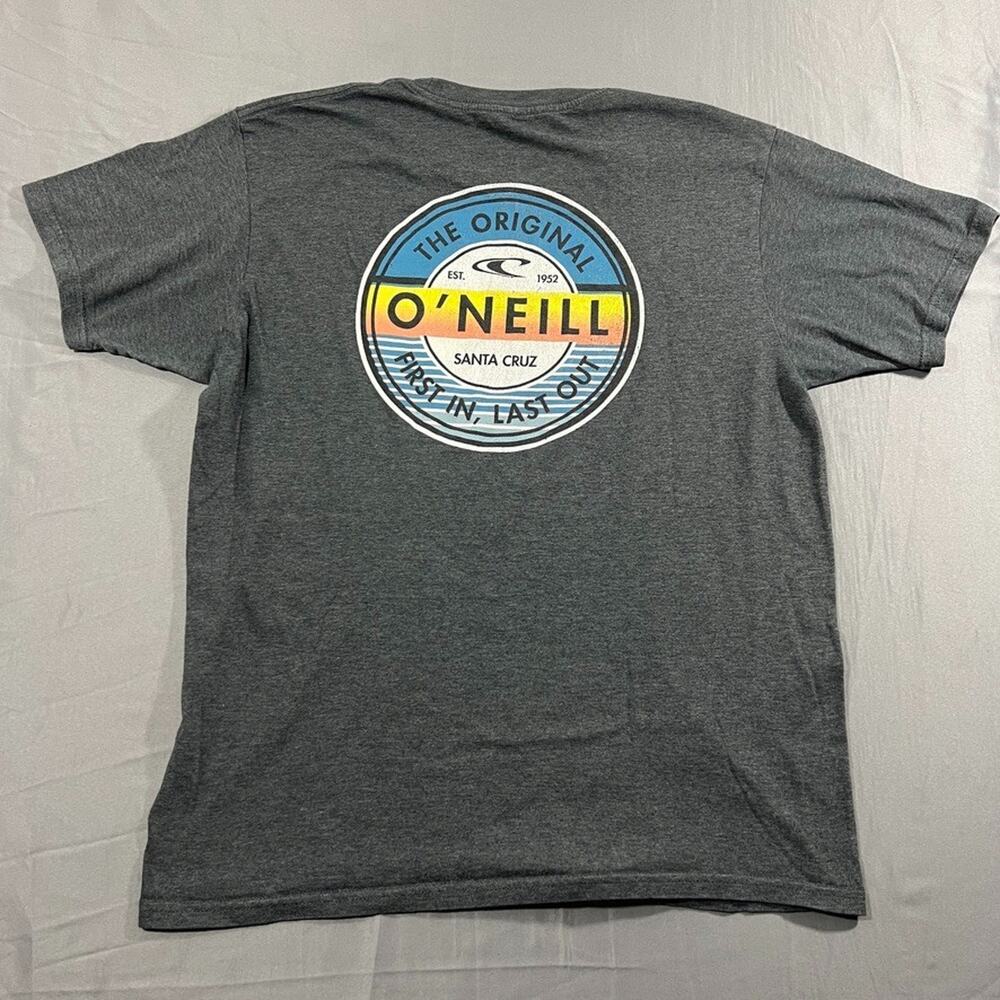 O'Neill First In Last Out T Shirt Men Large Gray Graphic Print Cotton Modern Fit